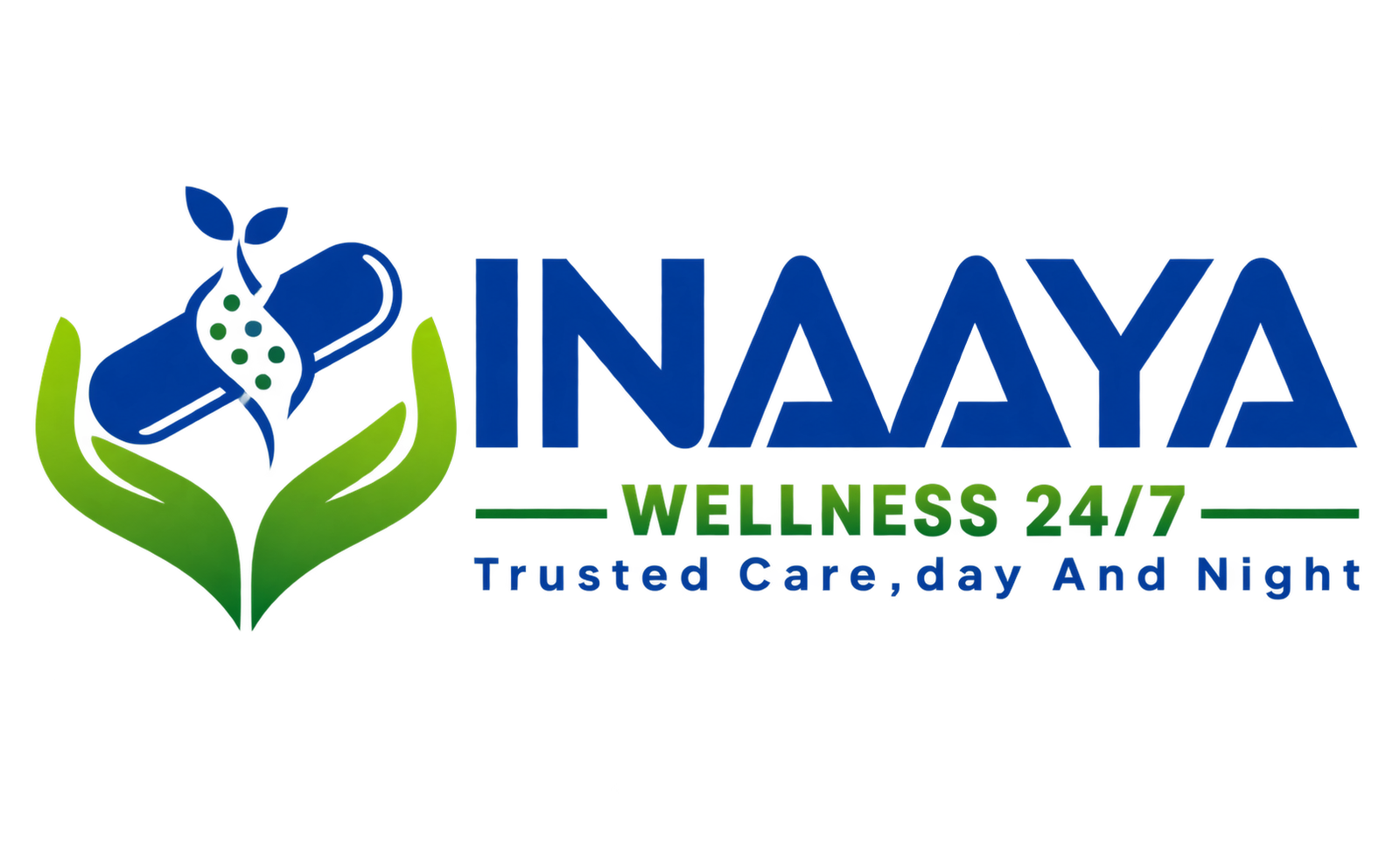 Inaaya Wellness Logo with Hands and Capsule